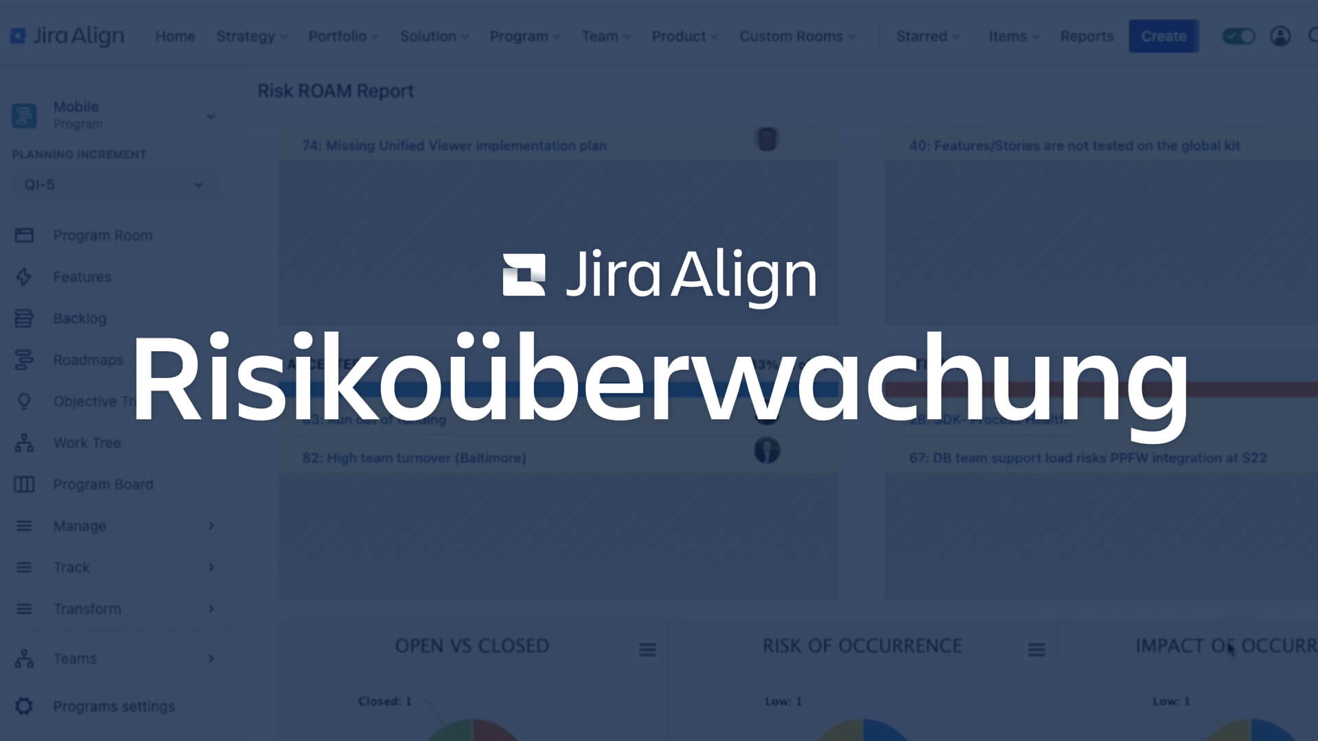 Monitoring risks with Jira Align screen