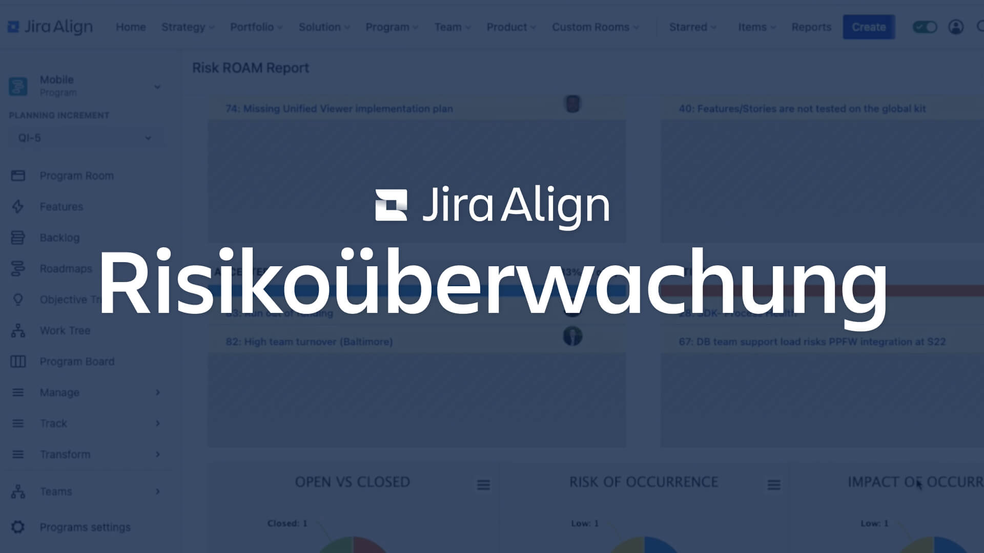 Bildschirm: Risiken mit Jira Align überwachen