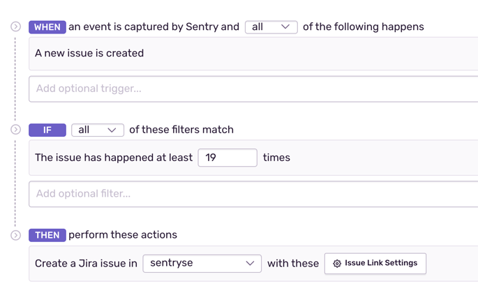 Sentry's Automatic Jira Issue creation