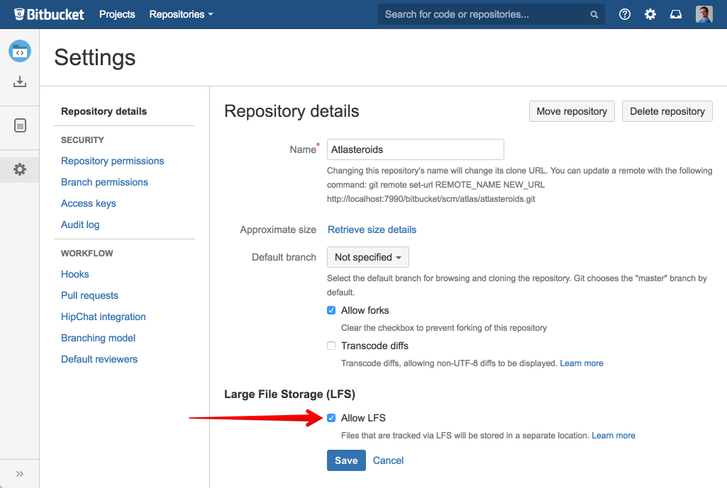 Git LFS de Bitbucket