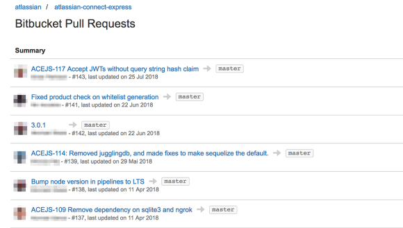 Bitbucket pull requests