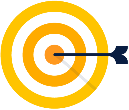 Abbildung: Zielscheibe mit Pfeil in der Mitte