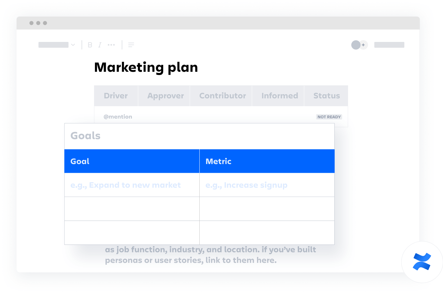 Modèle Confluence « Plan marketing »