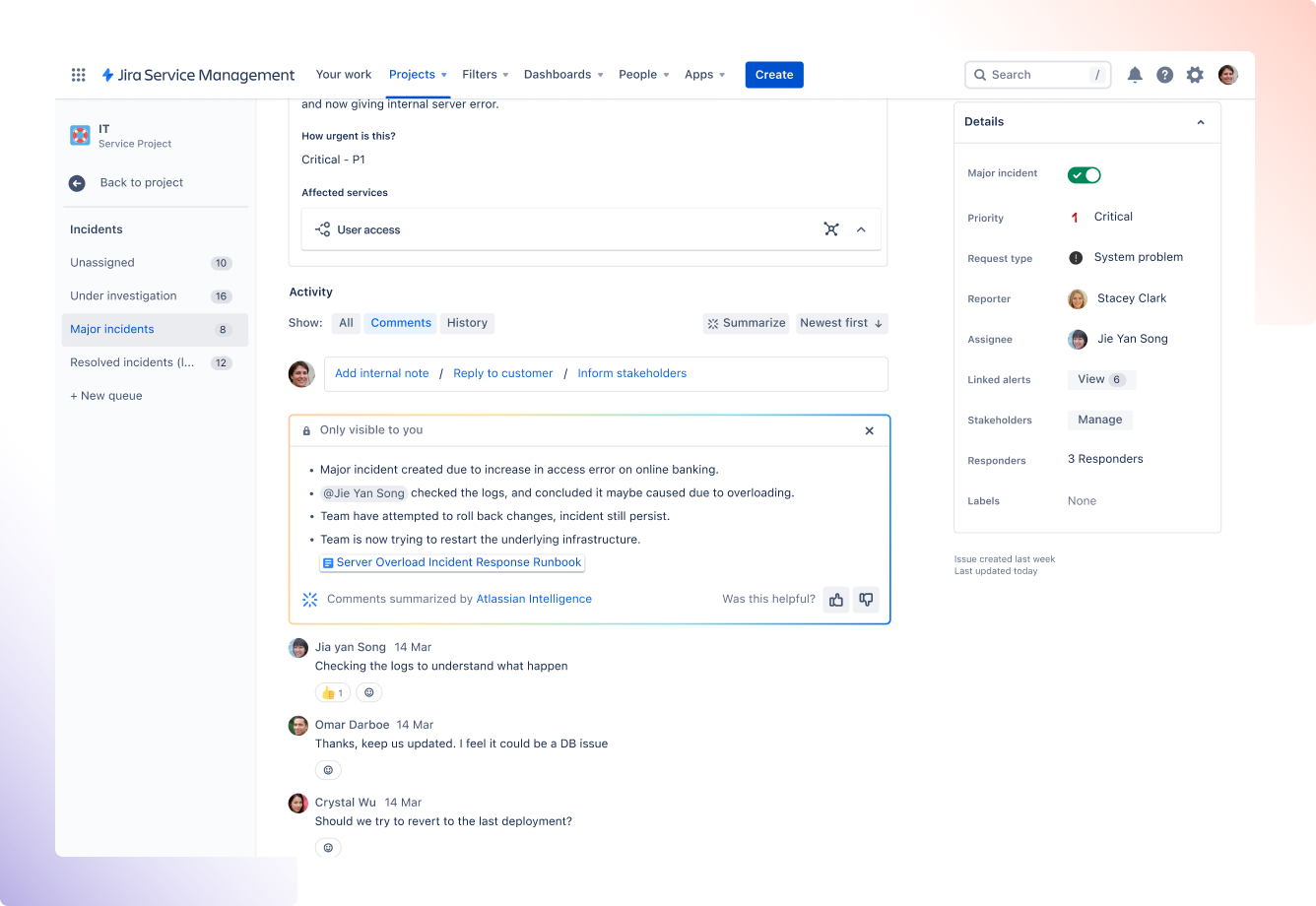 Artificial intelligence for Jira Service Management