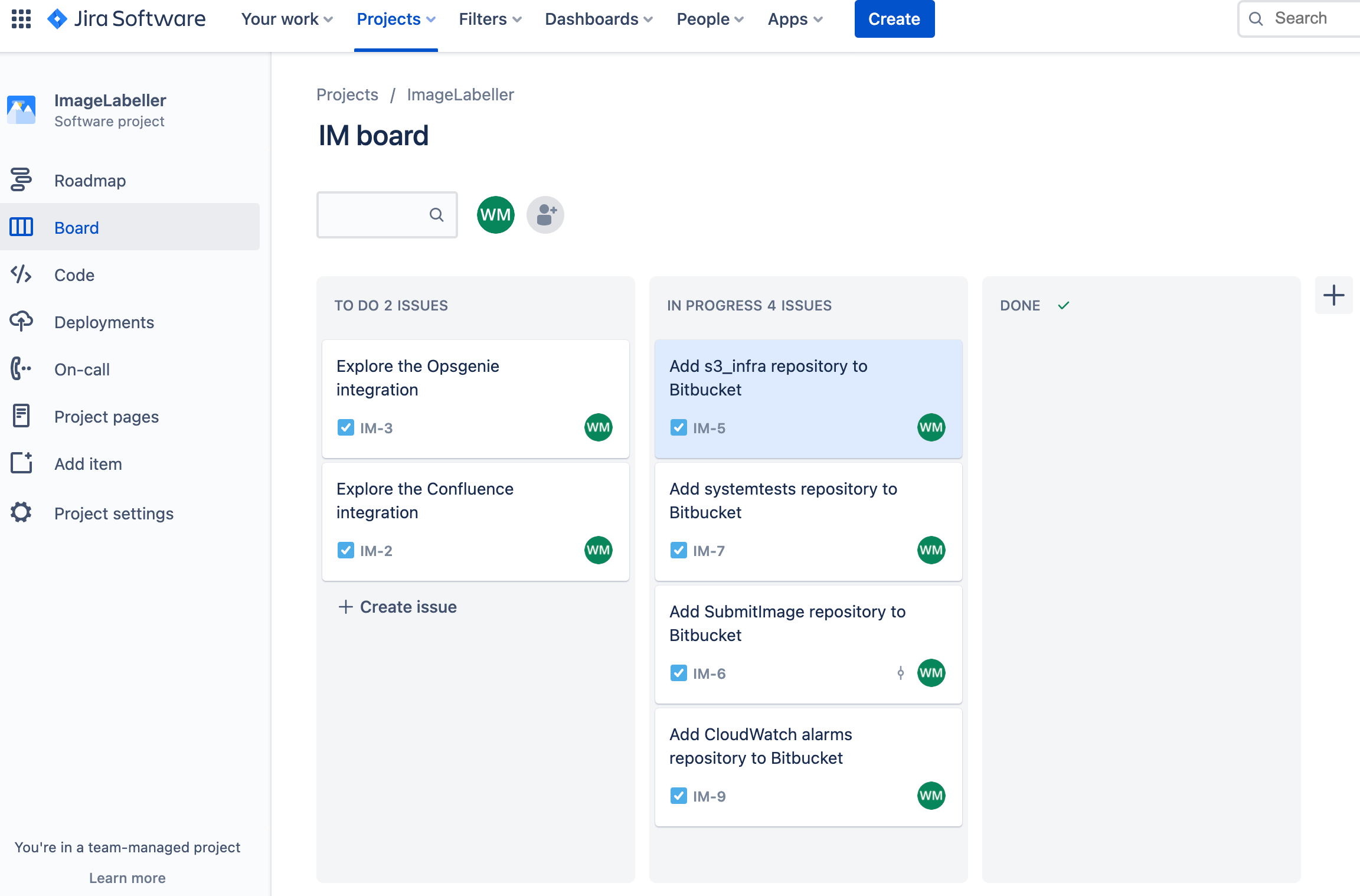 Снимок экрана: задача Jira по добавлению репозитория инфраструктуры AWS S3 в Bitbucket