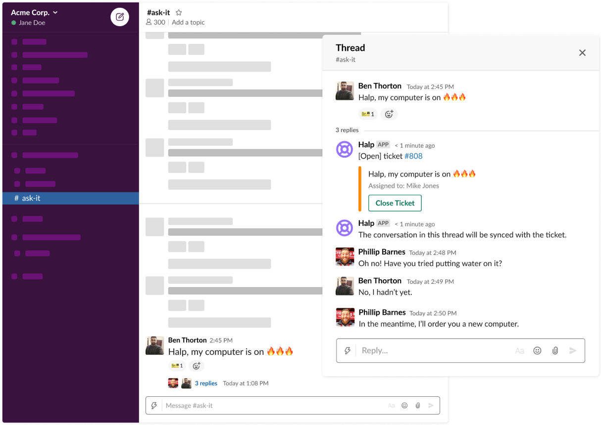 Turn Slack messages into tickets