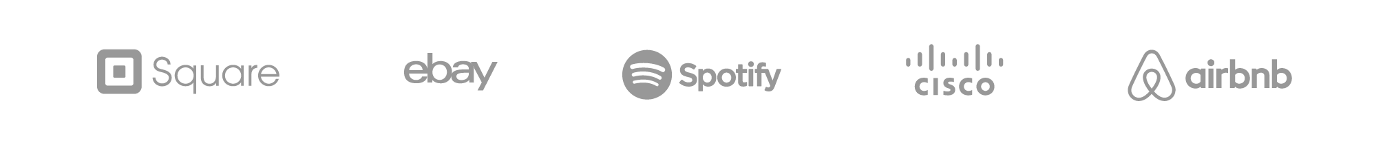Logotipo do Square, eBay, Spotify, Cisco e Airbnb