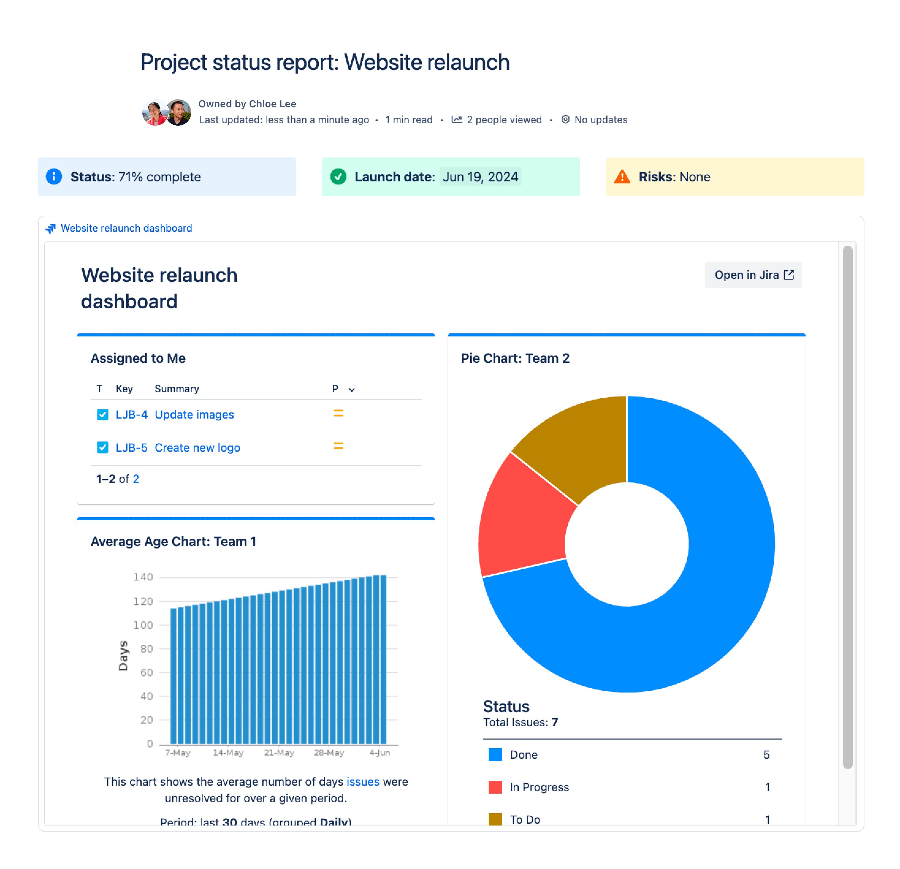 Confluence의 Jira 스마트 링크