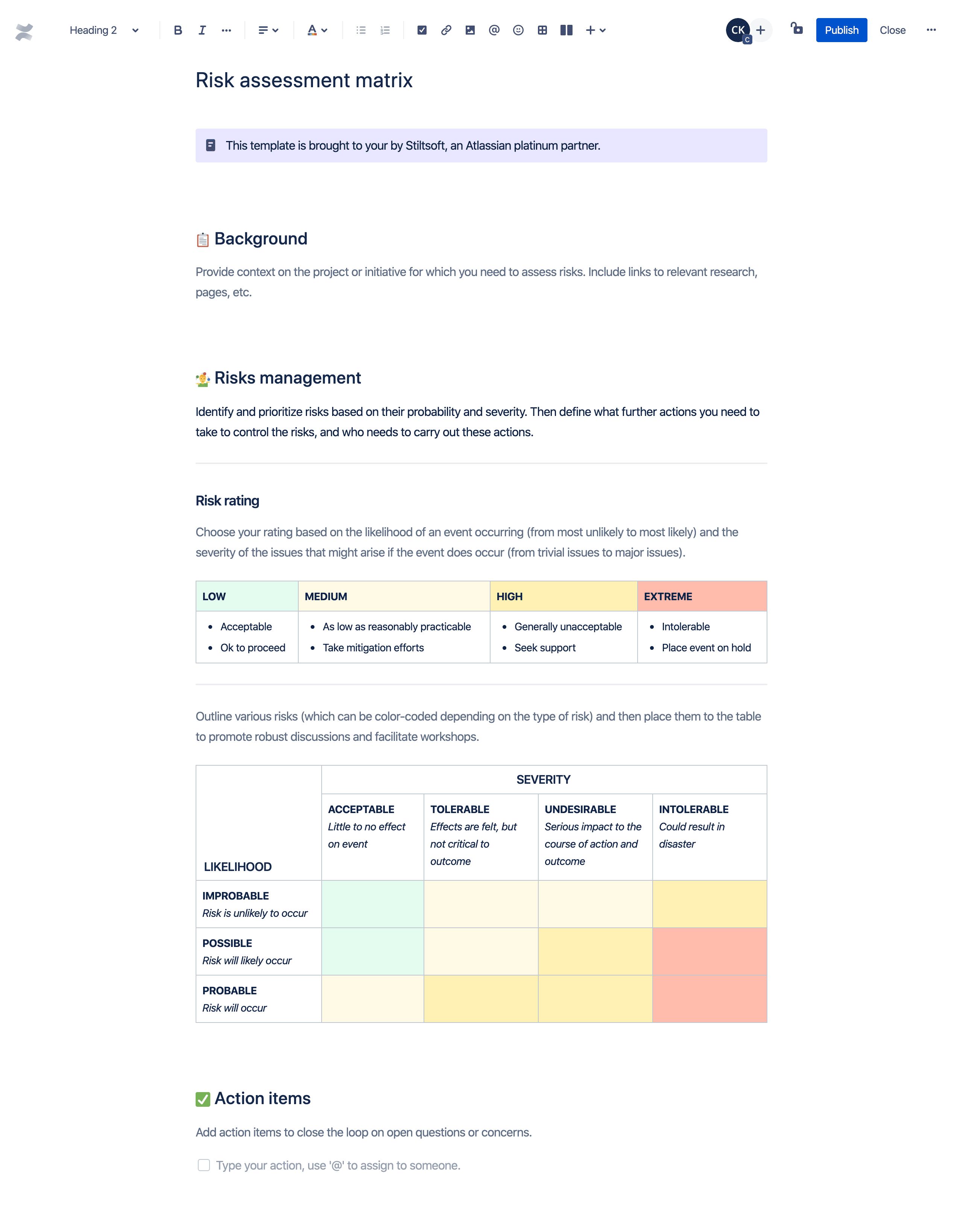 Risk assessment matrix template  Atlassian With Regard To Enterprise Risk Management Report Template