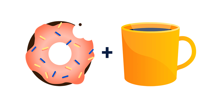 Donut plus cup of coffee illustration