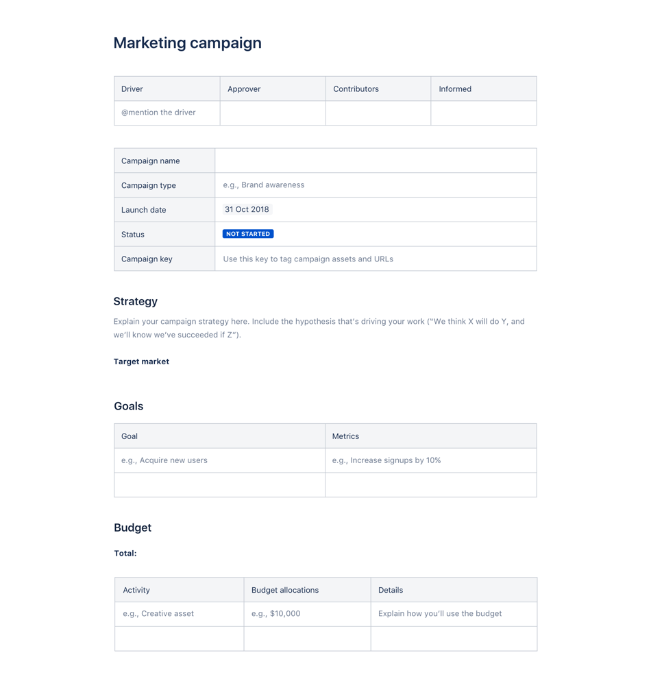 Marketing Campaign template