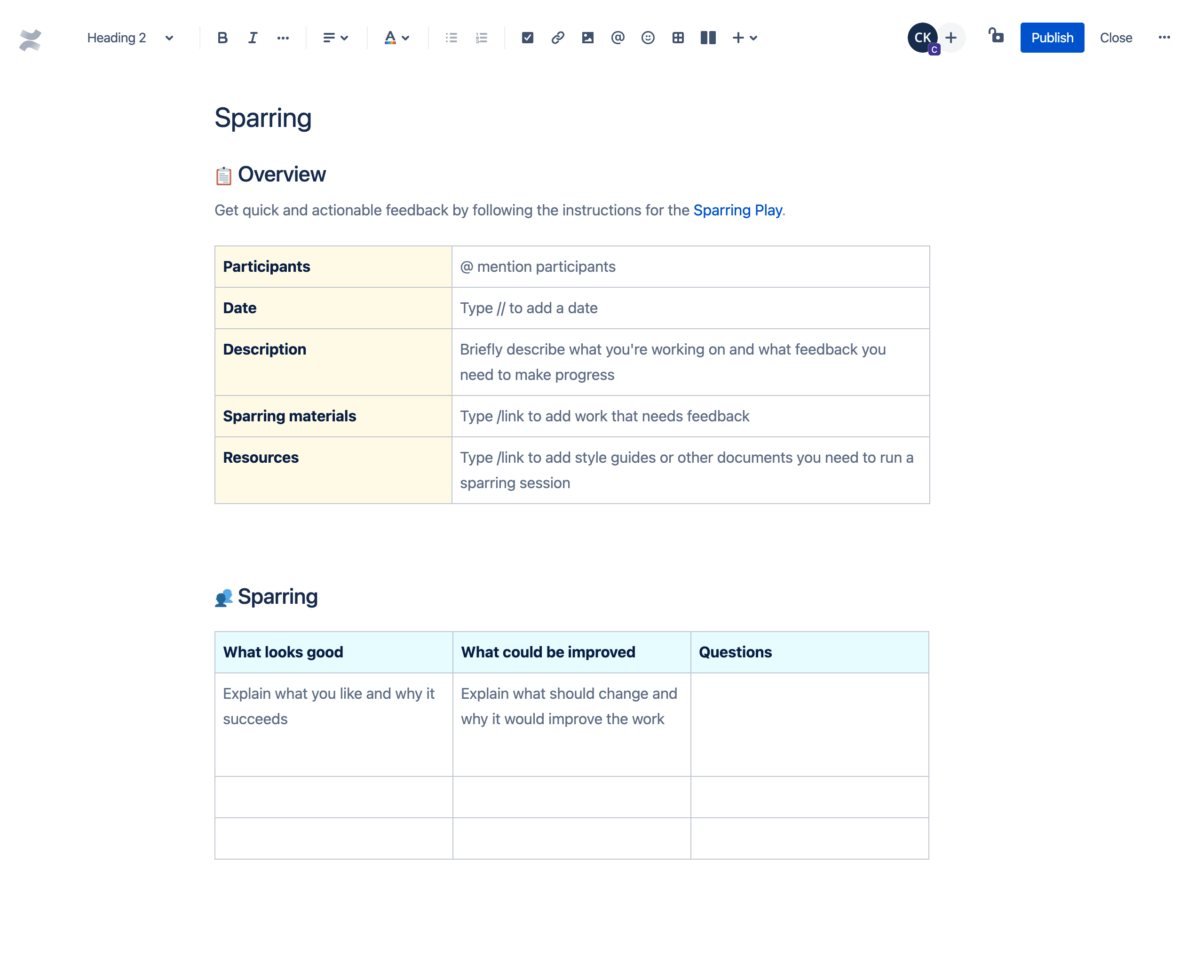 Sparring template