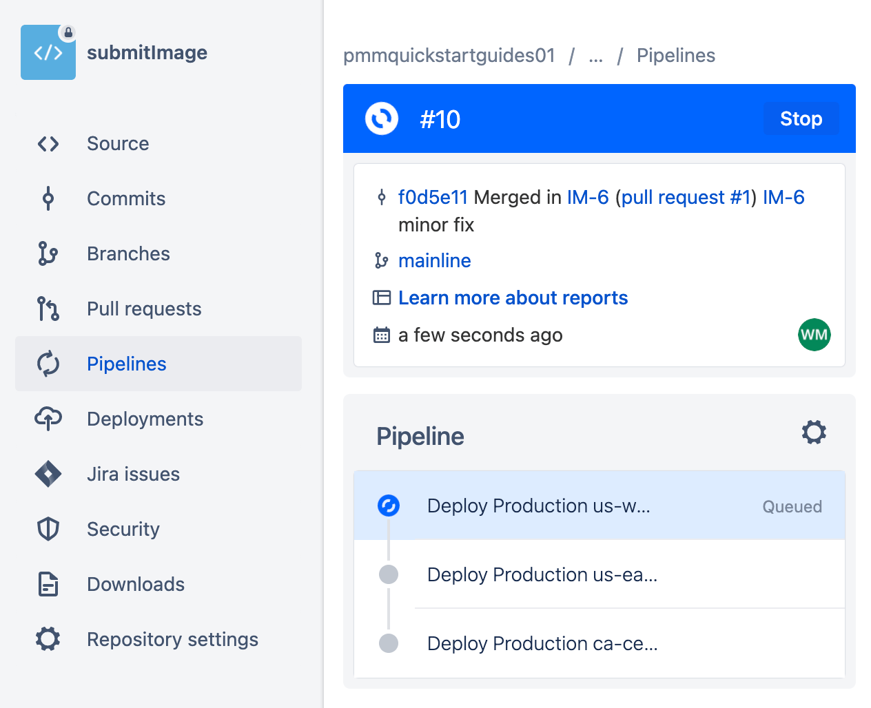 Bitbucket Cloud 中的生产部署管道