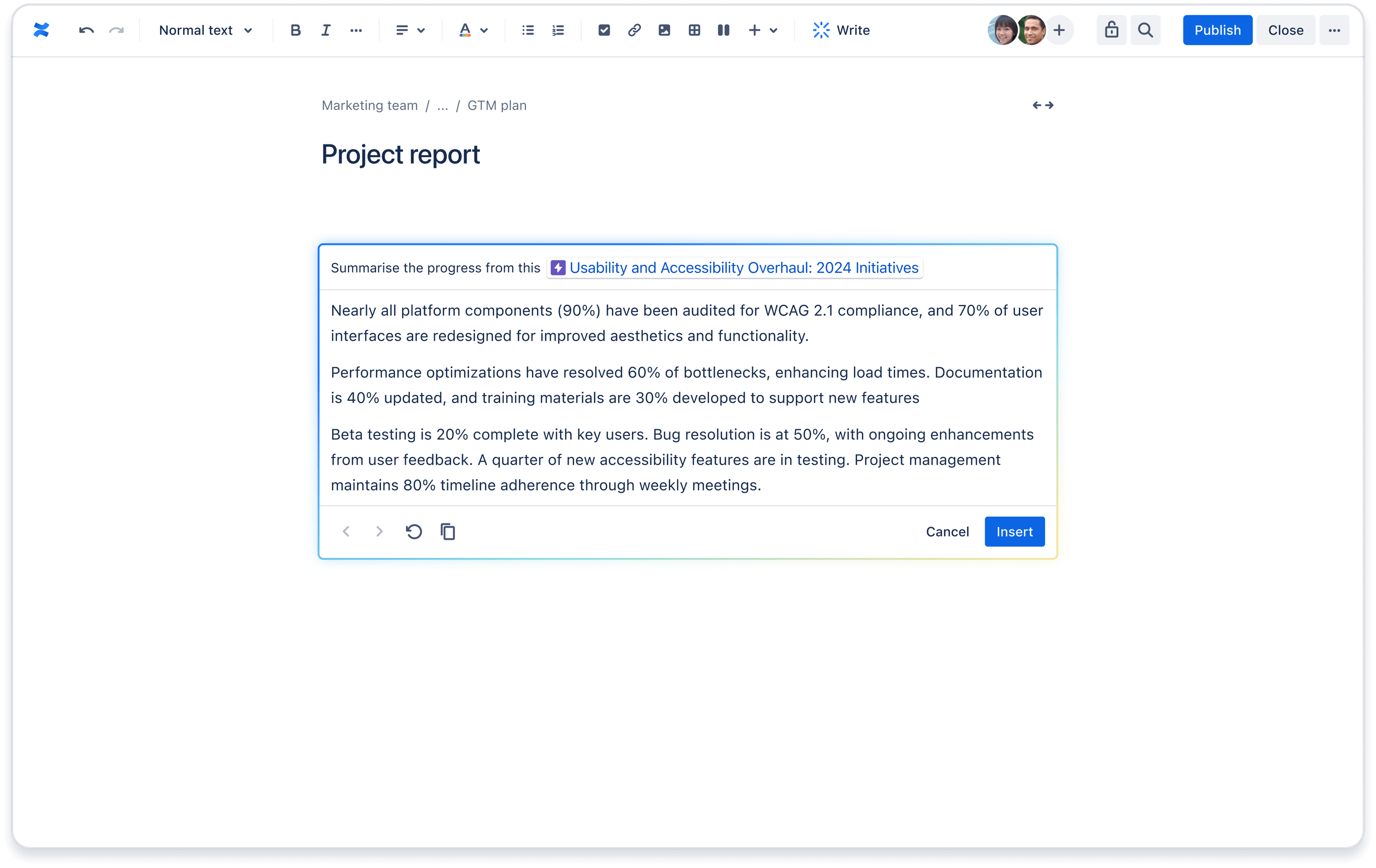 Ticket do Jira de referência do Confluence em prompt do AI