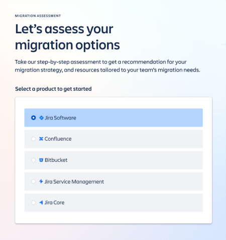 Capture d'écran sur l'évaluation de la migration