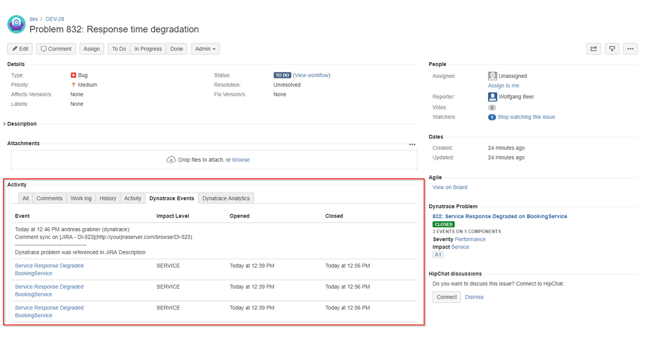 Automate issue creation from Dynatrace problems