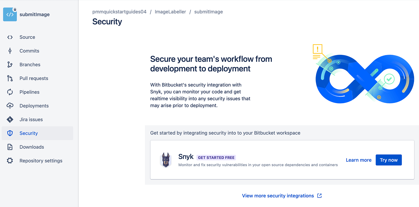Bild: Hinzufügen der Snyk-Integration zu Bitbucket