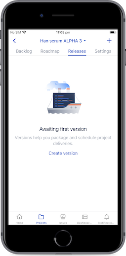 Tab „Releases“, auf die erste Version wartend (Beispiel für iOS)