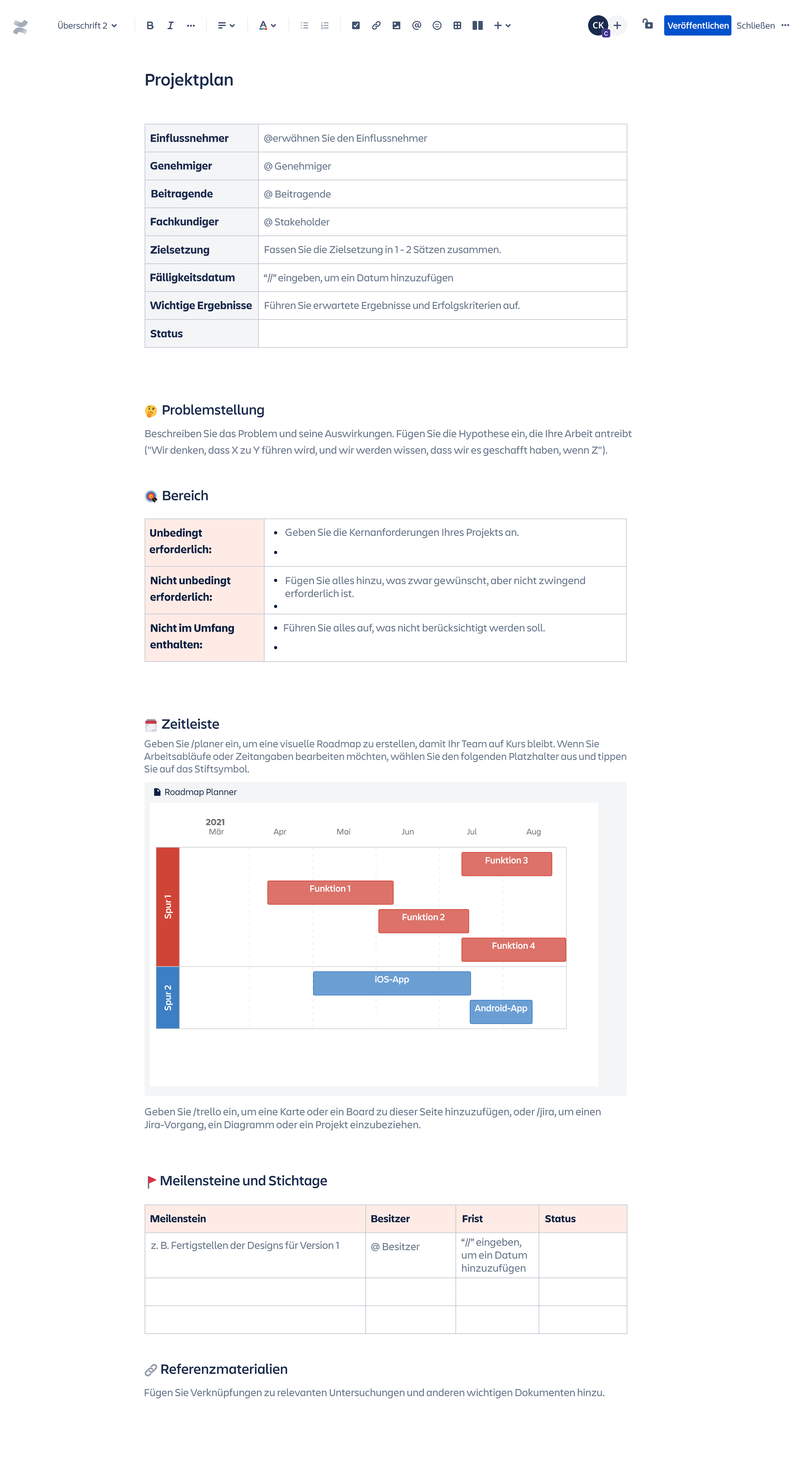 Vorlage: Projektplan