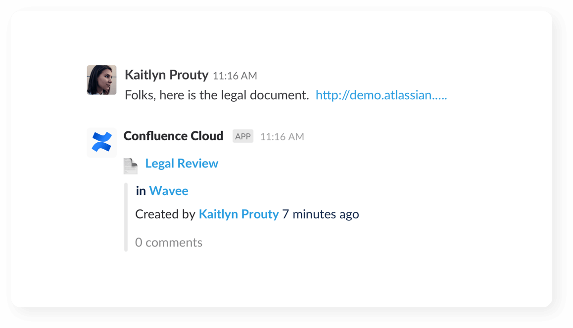 Anteprima di Slack Confluence