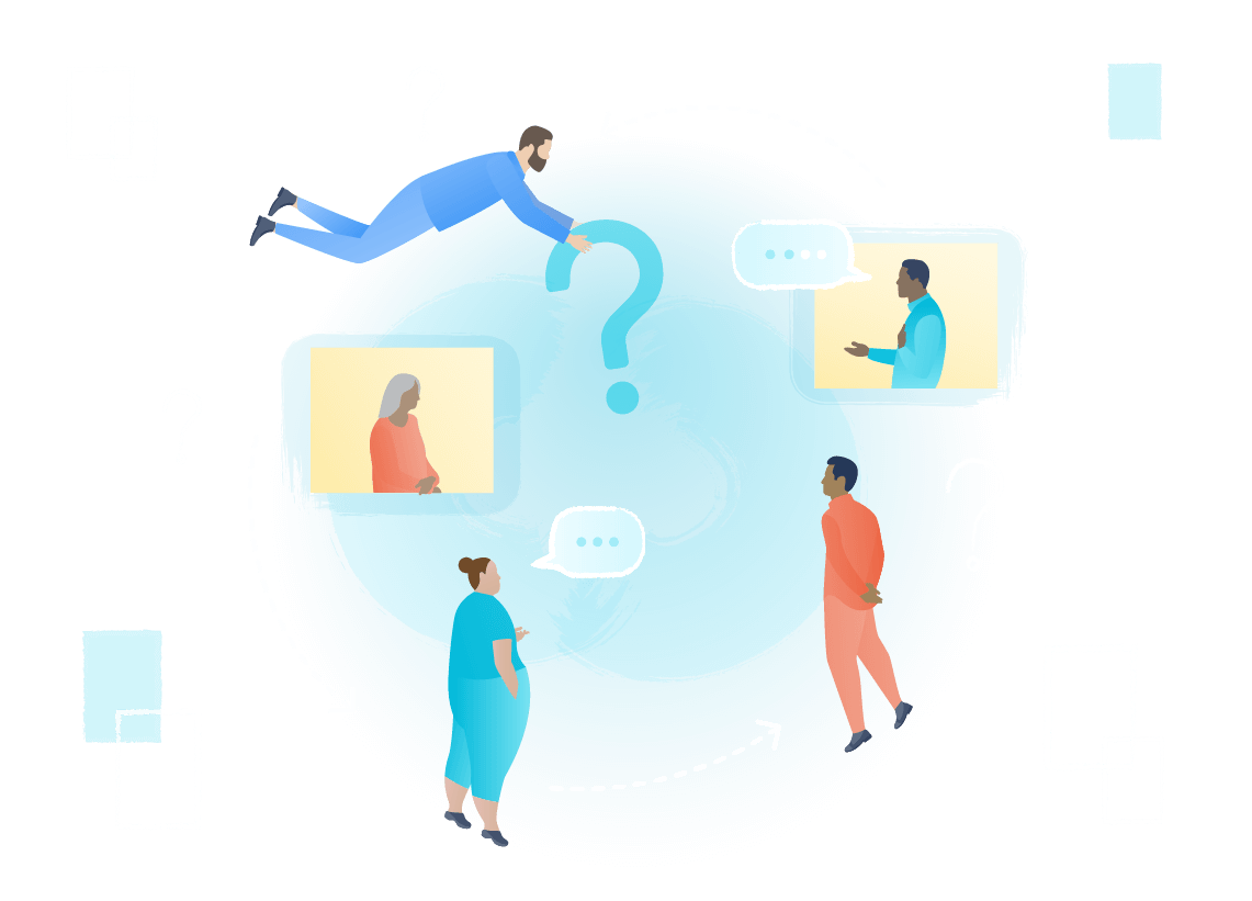Personajes comunicándose