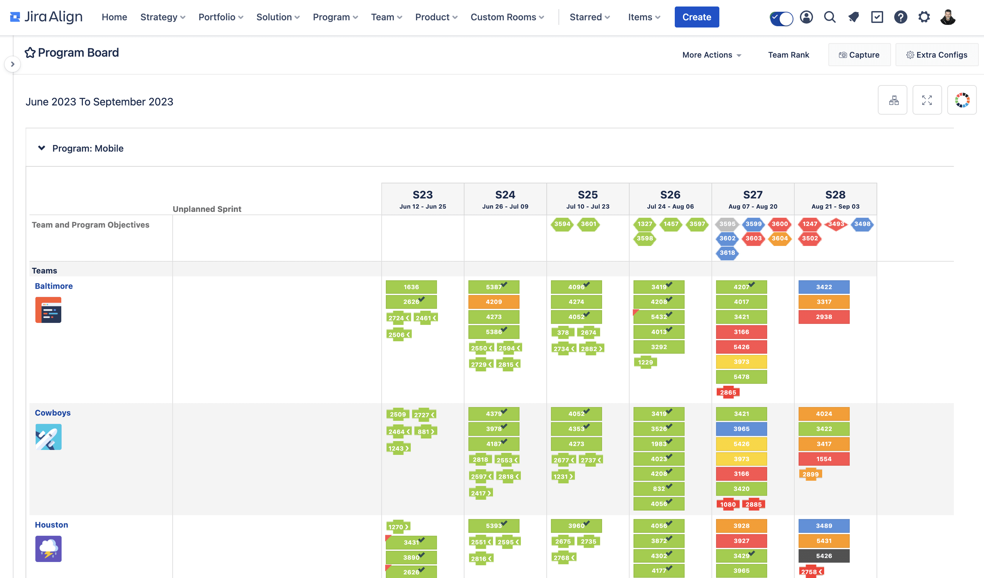 Captura de tela do Jira Align.