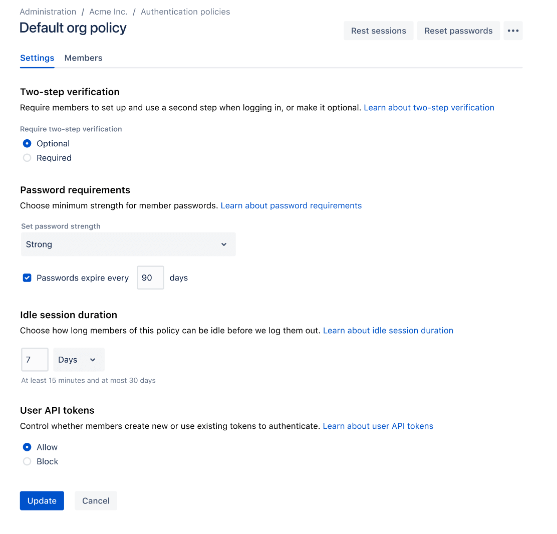 Imagem dos controles com token de API