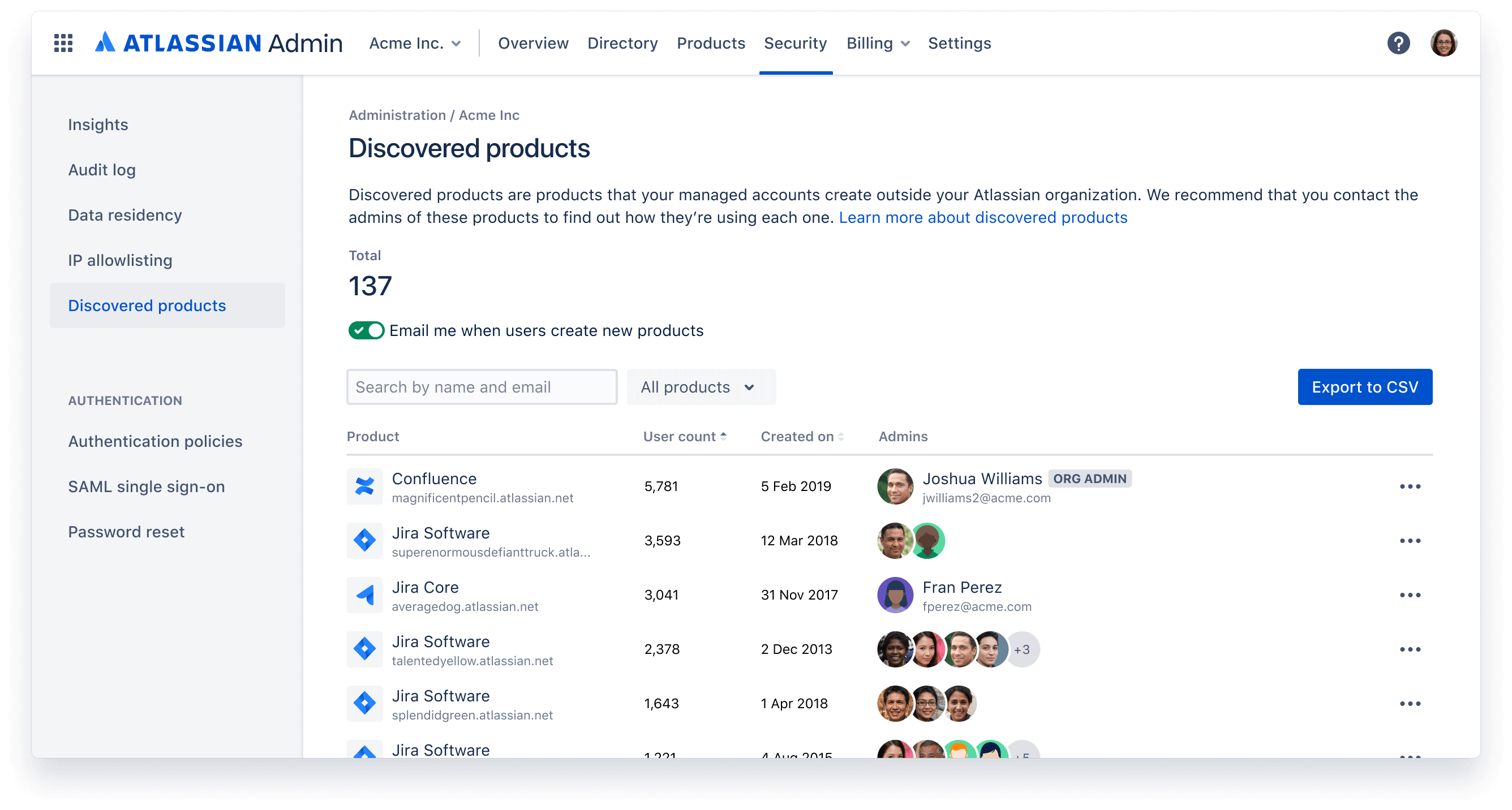 Automatic product discovery screenshot