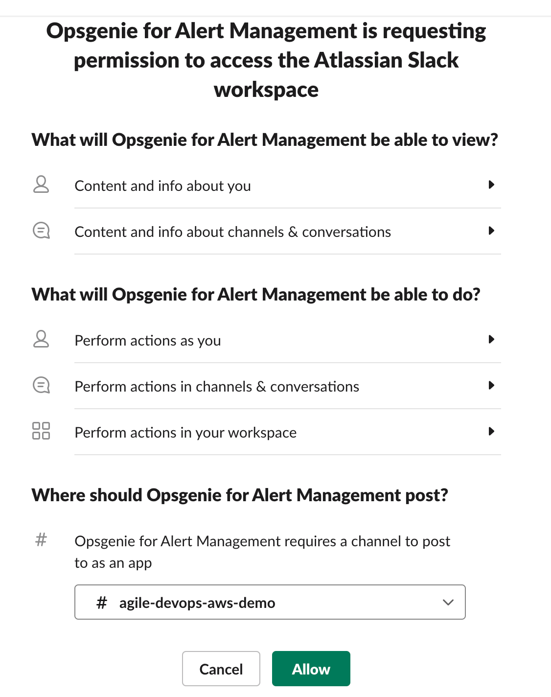 screenshot of alert management