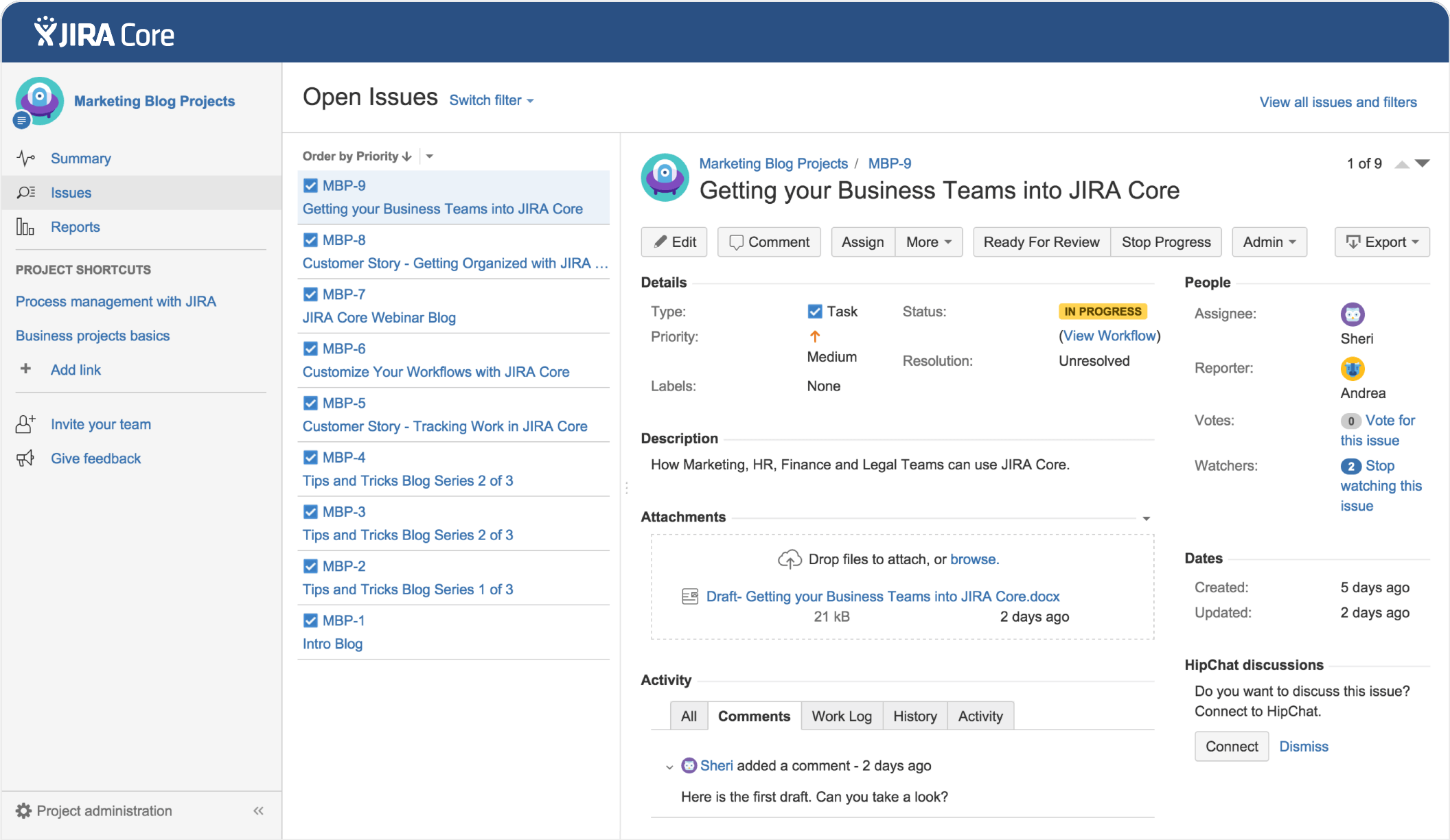 Jira Core 대시보드