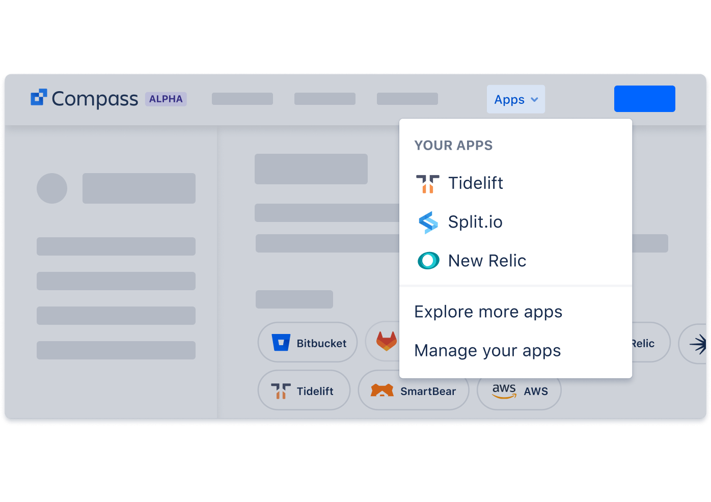 Elenco a discesa delle app in Compass