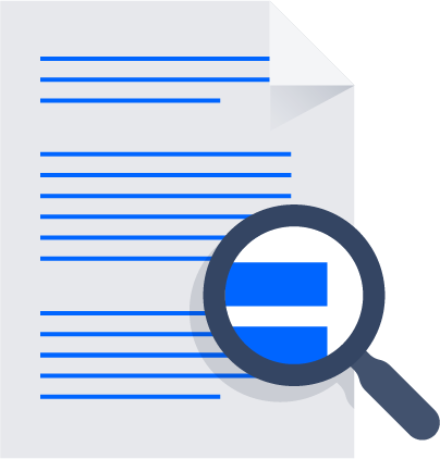 Magnifying glass over document