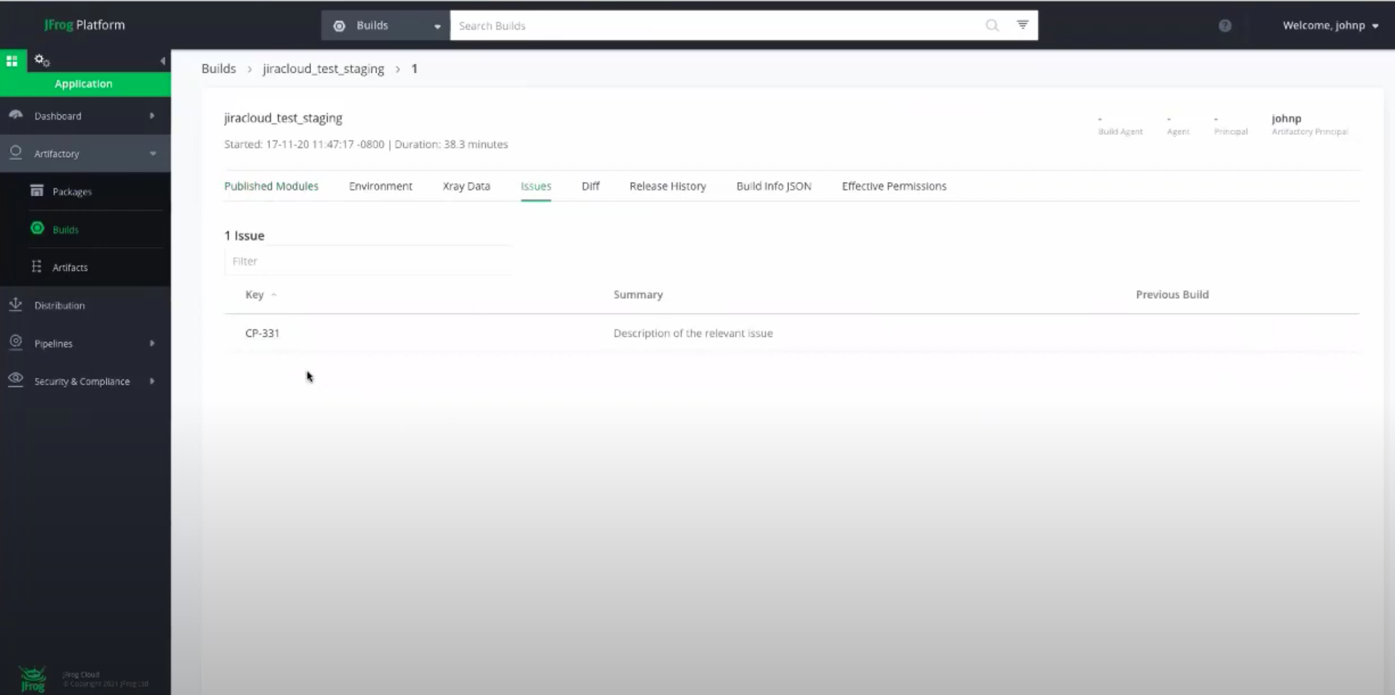 View Jira Issues from Artifactory Builds