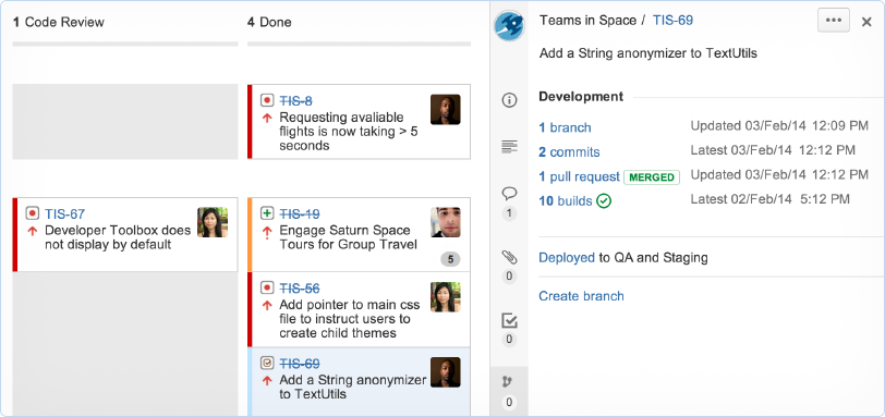 JIRA development panel