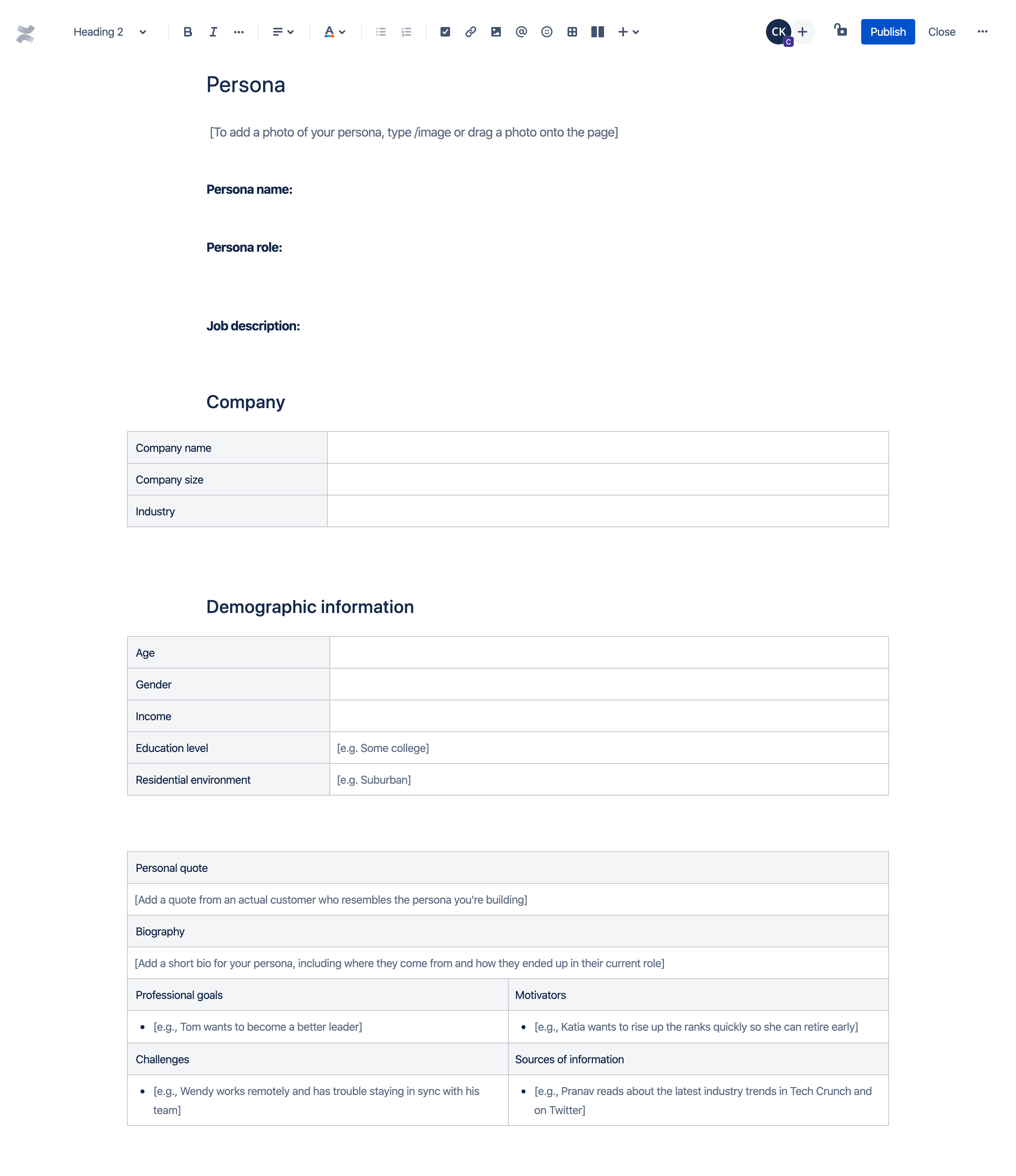 Persona template | Atlassian