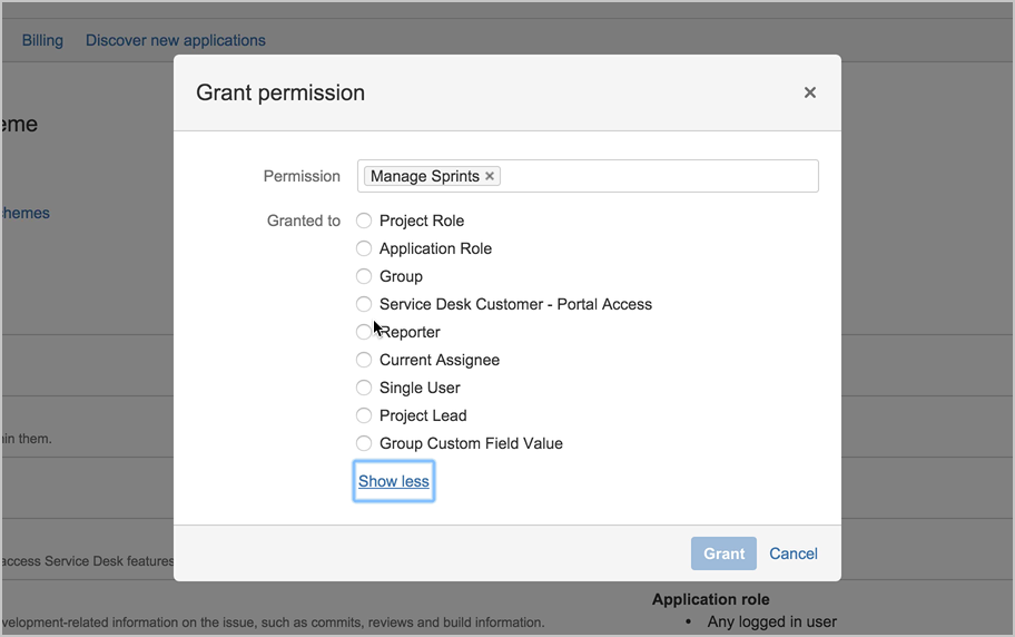 Permission settings in sprint planning