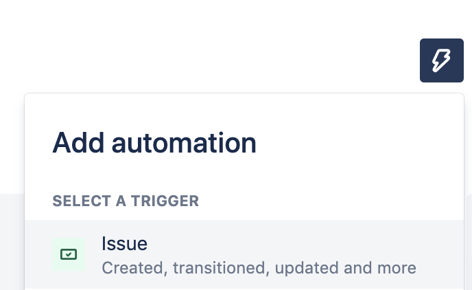 Clicca su: Add automation (Aggiungi automazione); seleziona: Issue (Ticket)