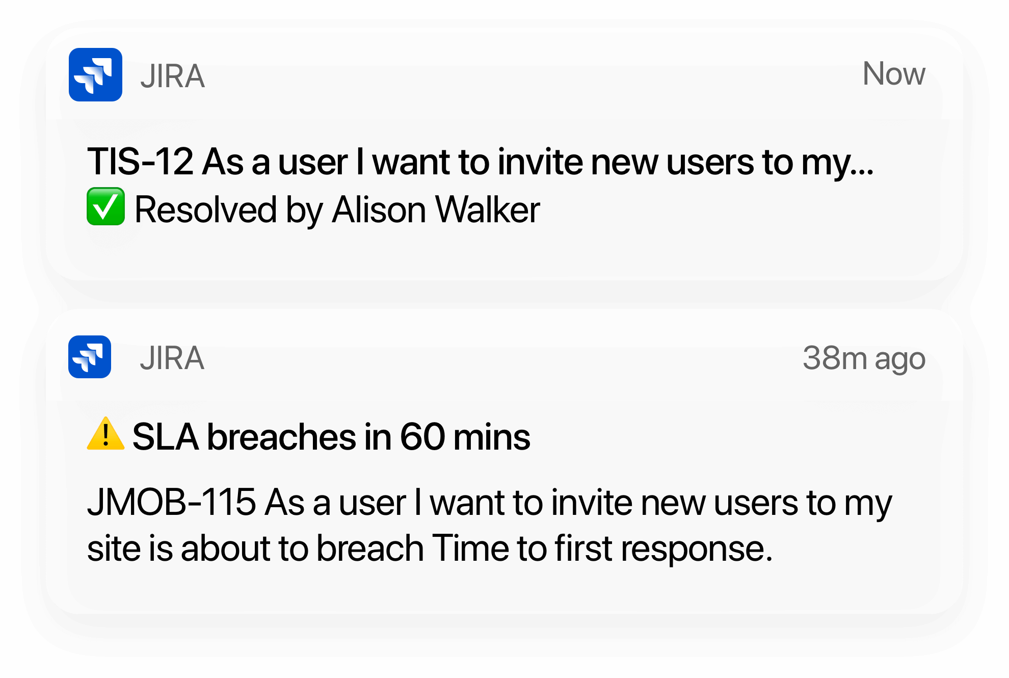 Notifications Jira Cloud mobile