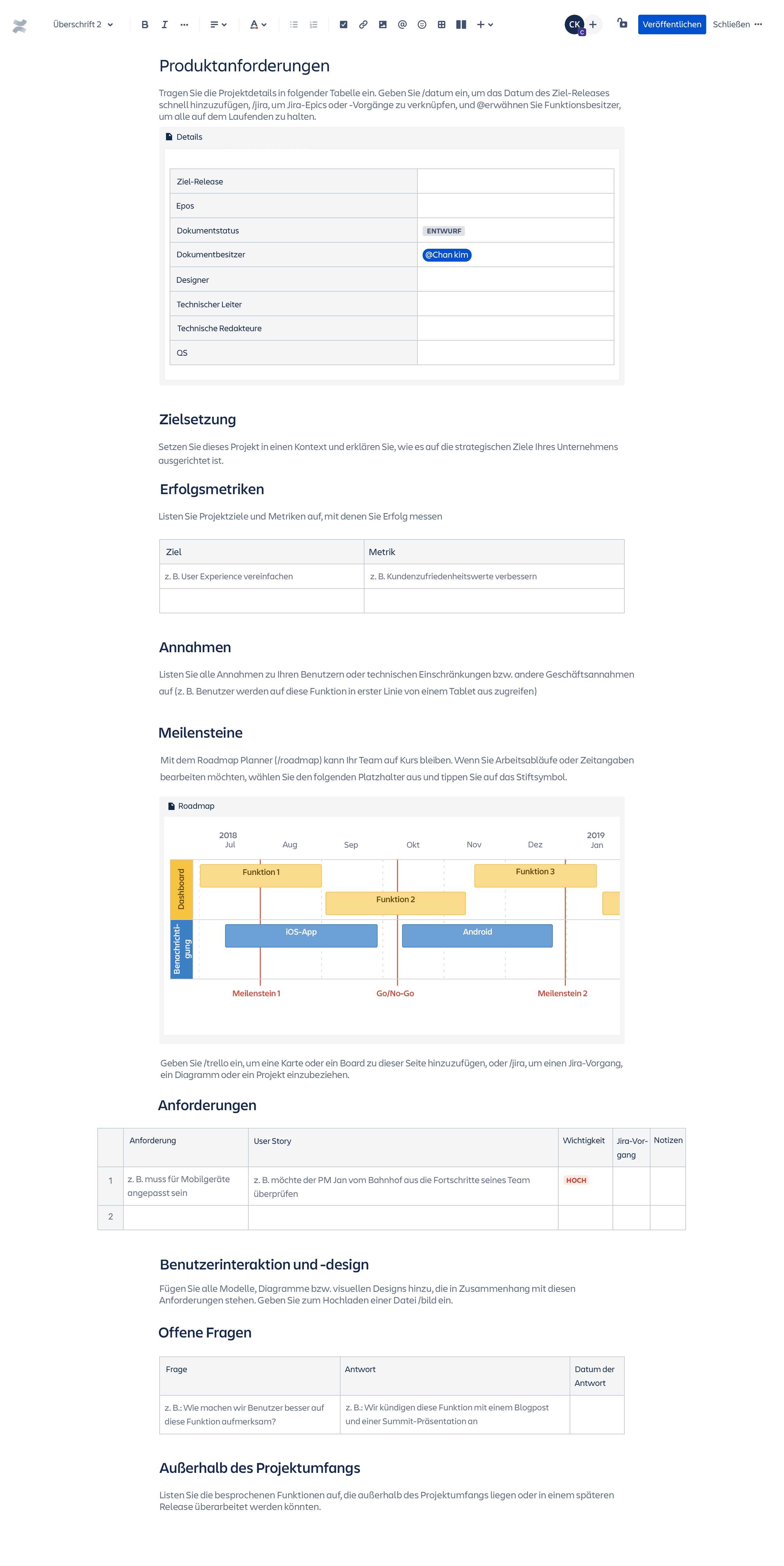 Vorlage: Produktanforderungen