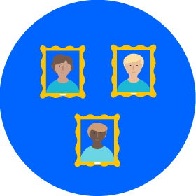 graph with plotted points and 3 checkmarks in the upper left quadrant with a blue circular background