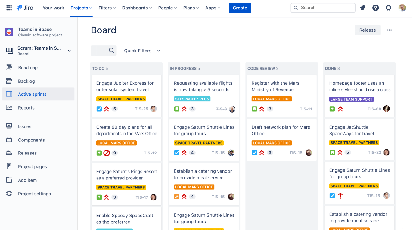 Jira board screenshot