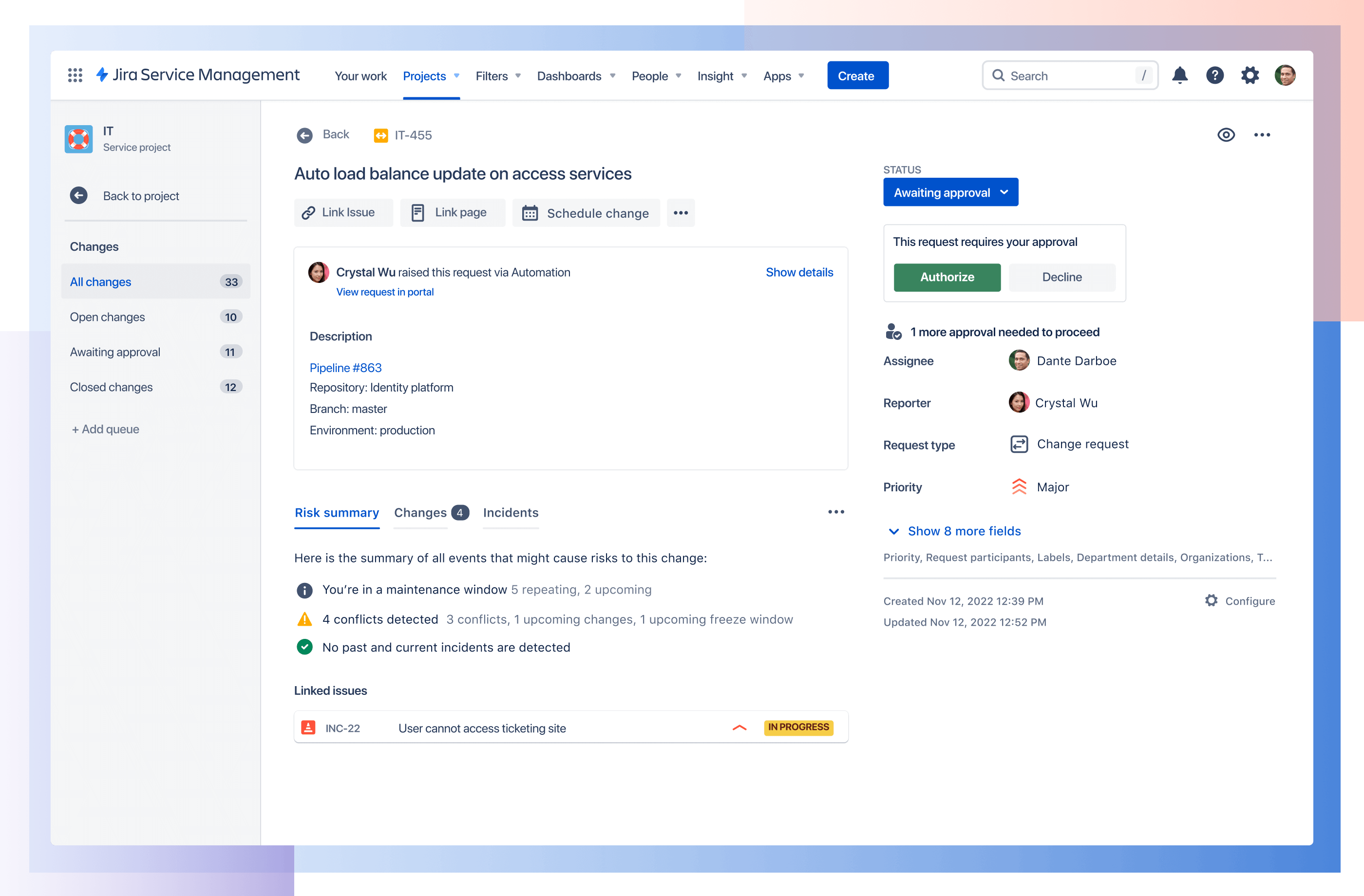 Vue des demandes Jira Service Management avec intégrations à Jira Software