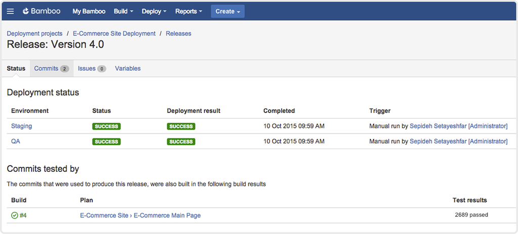 Bamboo release version 4.0 screenshot