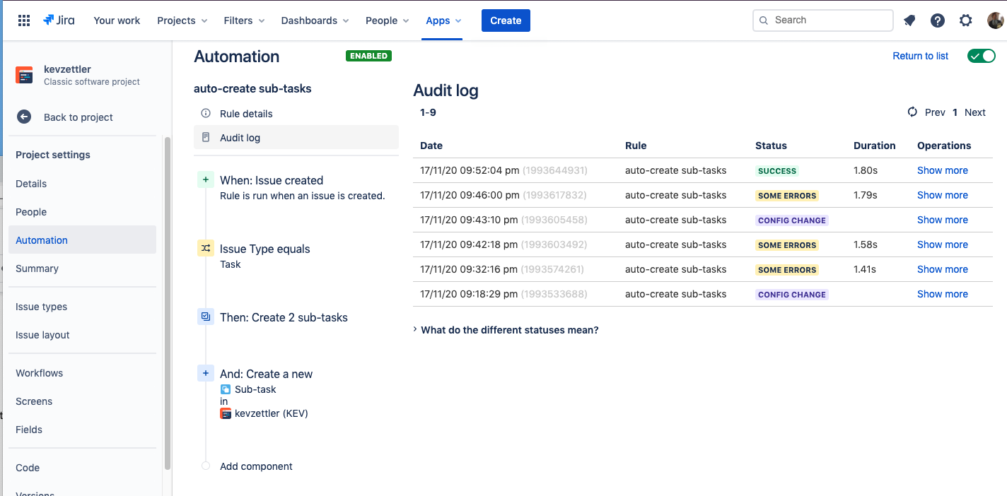 Accesso all'audit log