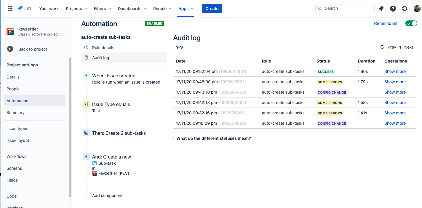 Visit the audit log