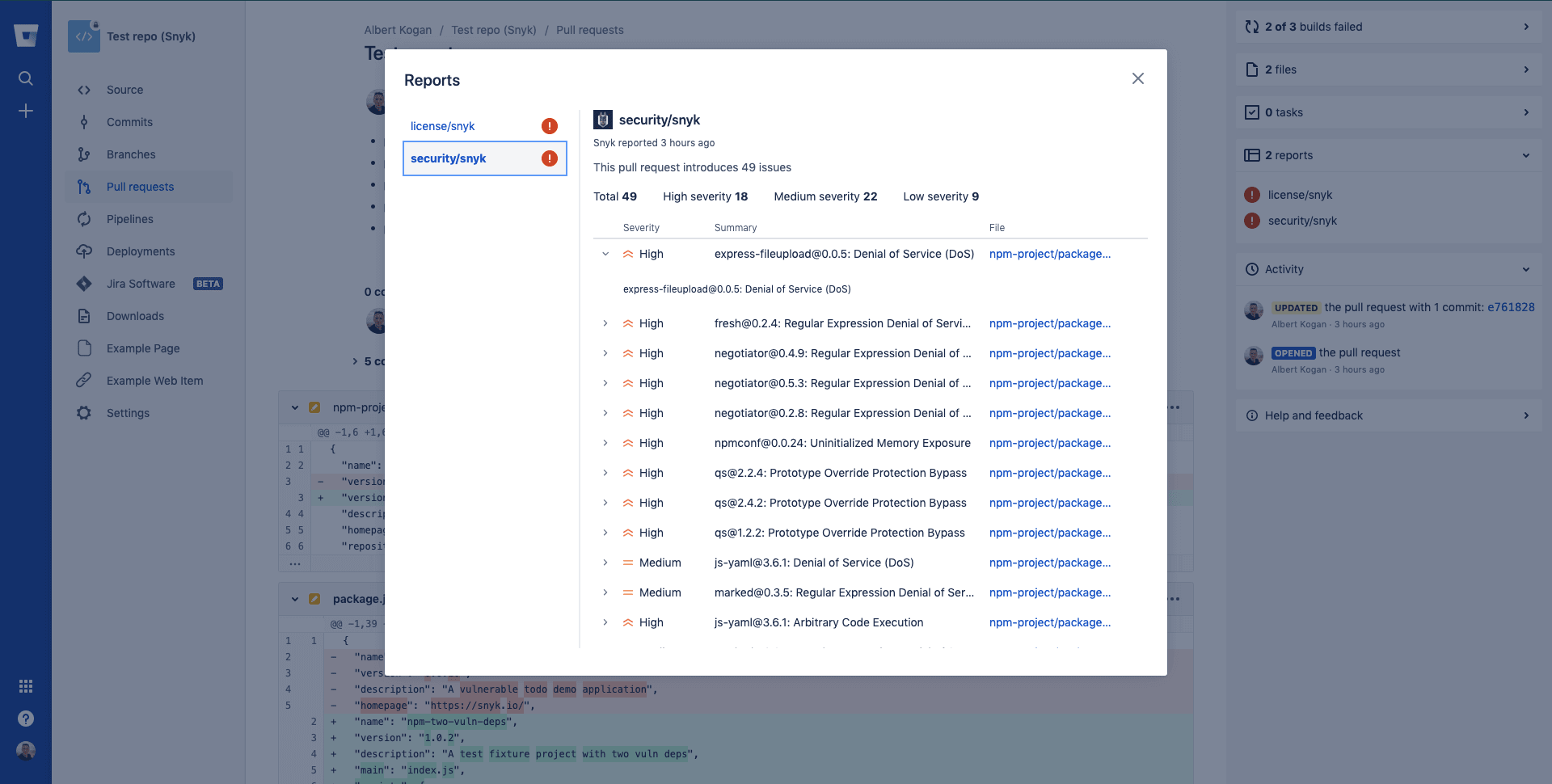 Snyk security alerts you of urgent ticket issues