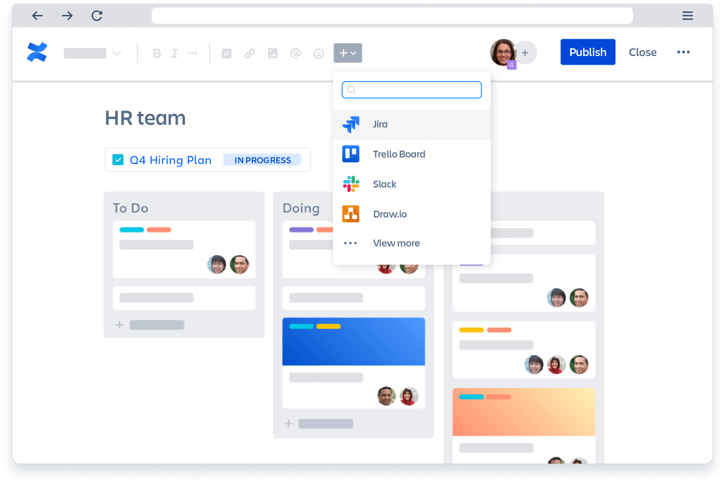 Navigating between seamless integrations between Confluence and Jira, Trello, Slack, and Draw.io