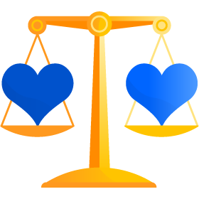 Graphic of Scale balancing hearts