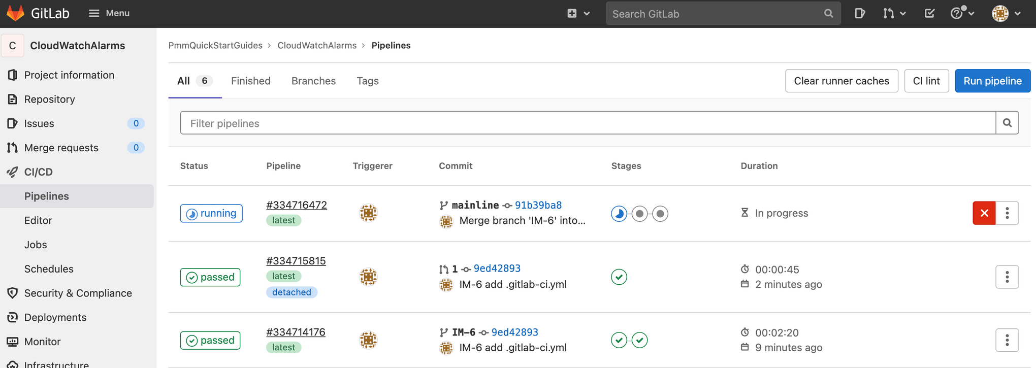 Screenshot: Merge-Pipelines