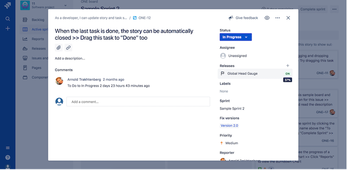 Stato del flag delle funzioni visibile in Jira Software